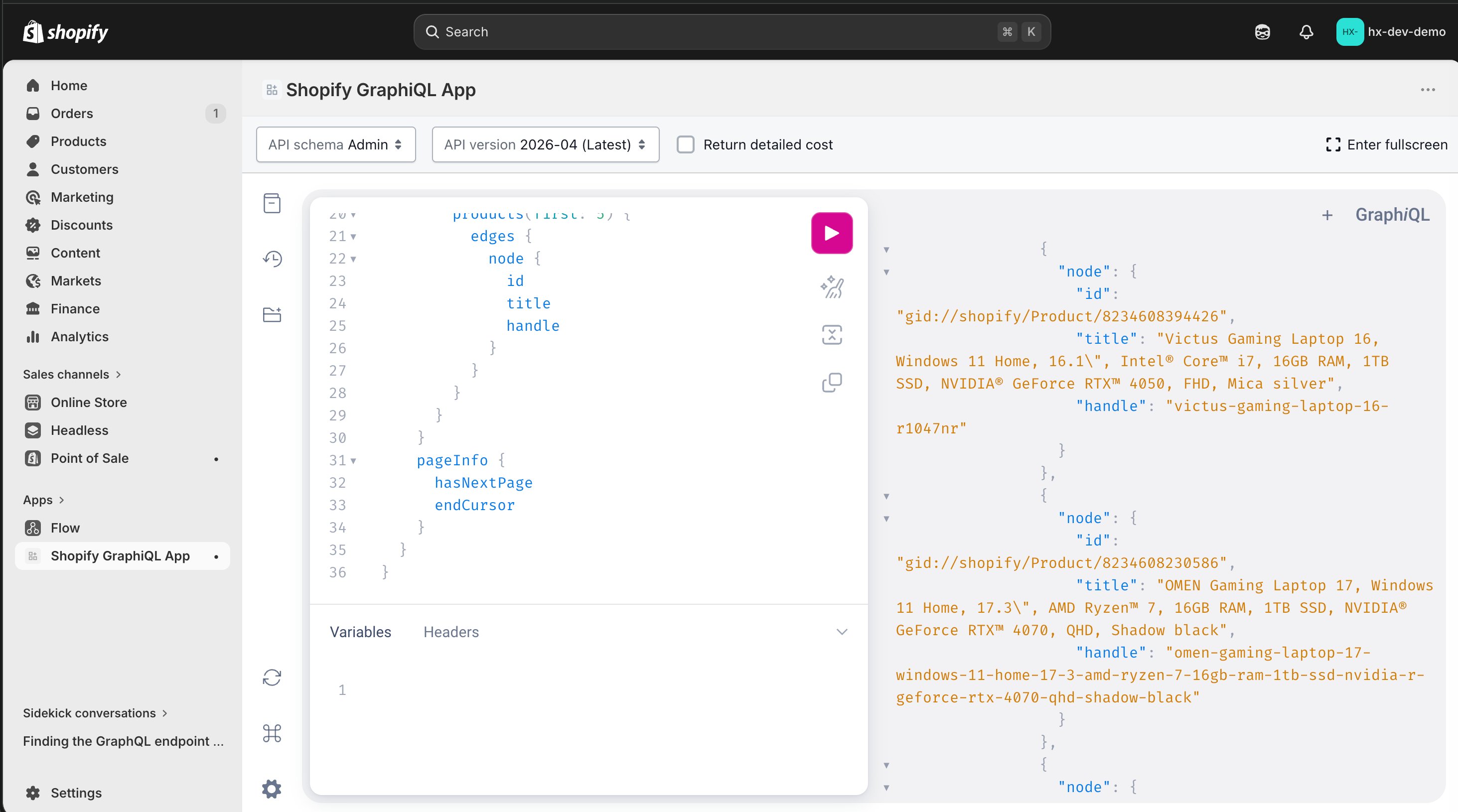 Shopify GraphQL